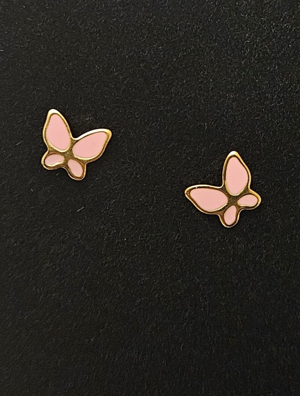 Pink Butterfly Stainless Steel Stud Earrings | Gold Tone | NEW